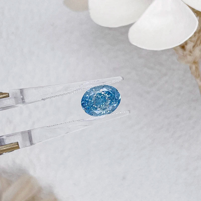 Starsgem CVD 1.7Carat Oval Cut Lab Grown Diamond Fancy Intense Blue VS1 VS2 Clarity With IGI Certificate Loose Diamonds
