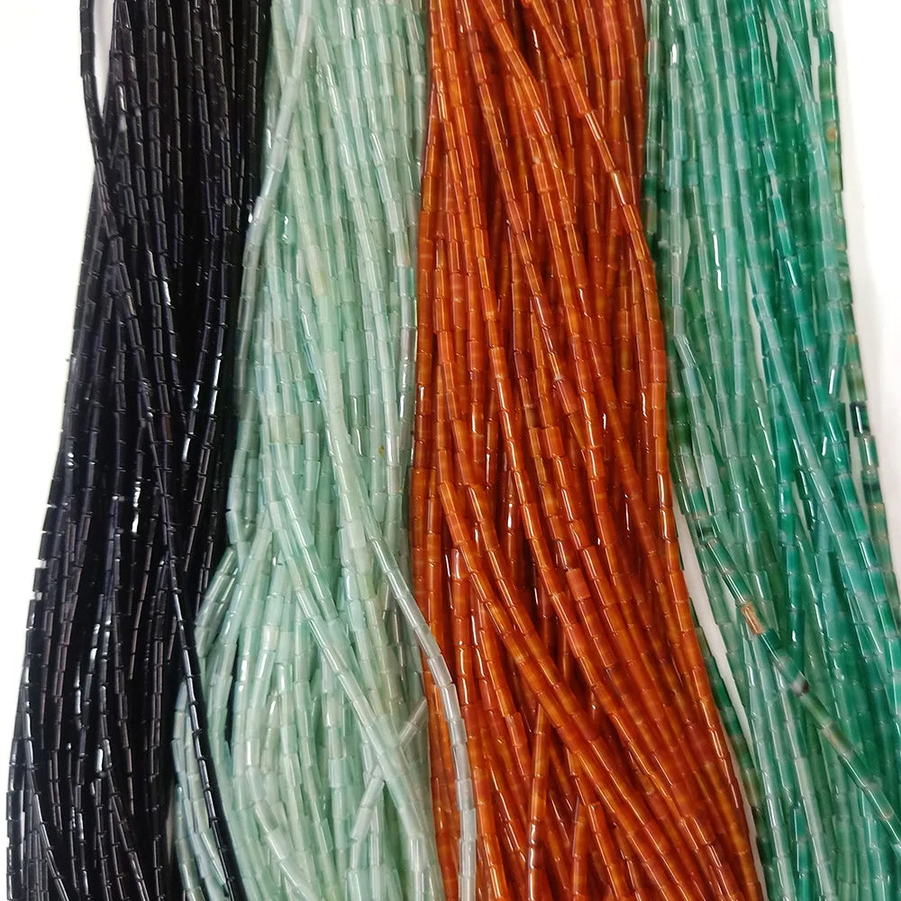 2*4MM Rectangular Column Natural Gemstone Loose Beads Tube Energy Stone Healing Power for DIY Bracelets Earring Jewelry Making