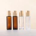 15ml Frosted Matte Amber Brown Cosmetic Packaging Empty Refilled Essential Oil Roll on Glass Bottle Metal Roller Perfume Bottle
