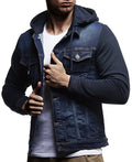 Men Casual Hooded Long Sleeve Denim Jackets Single-breasted Cardigan Men Jackets