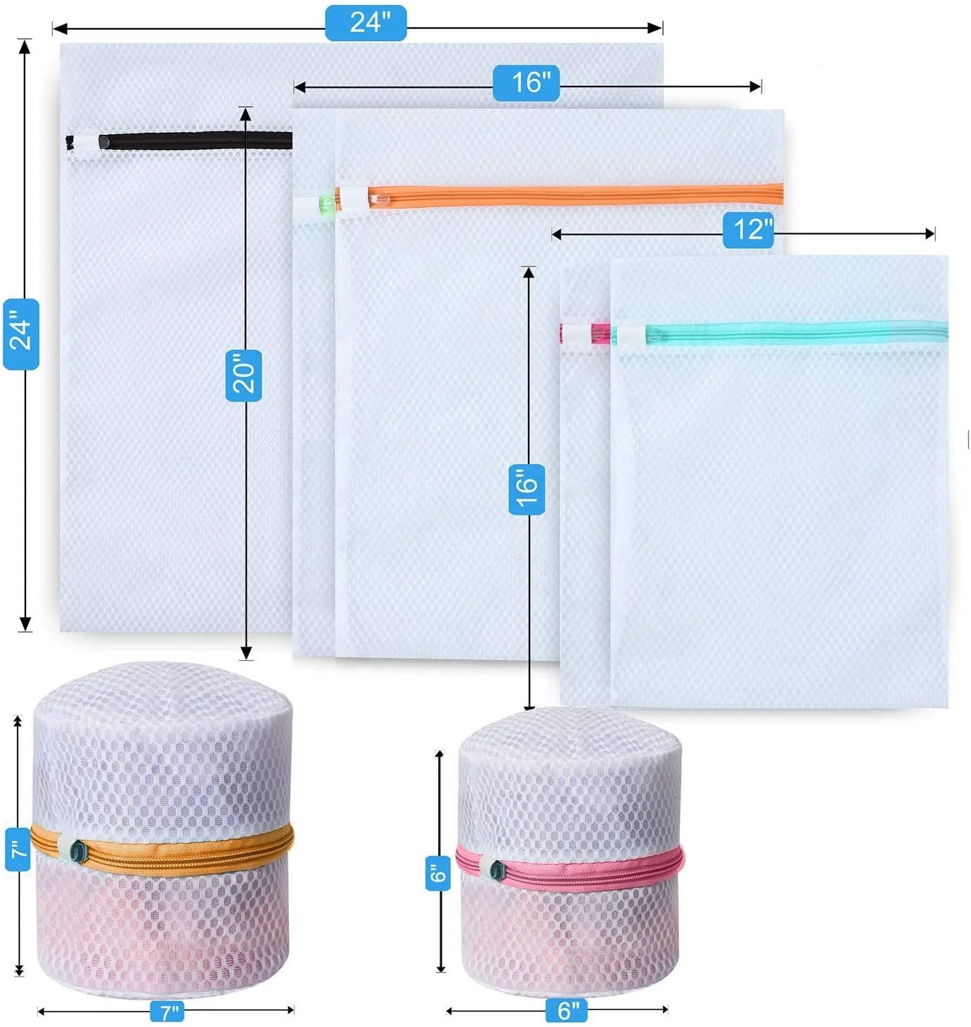 Foldable Eco-friendly Durable Honeycomb Mesh Polyester Cloth Washing Laundry Bags White Colorful Zipper 90X120cm Home Use