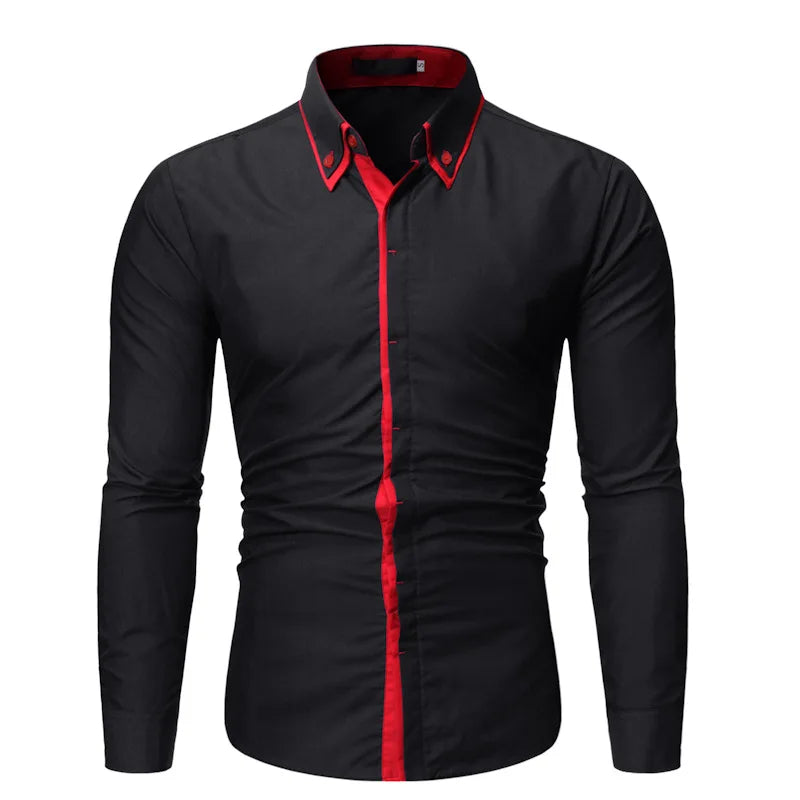 2026 Summer New Men's Casual Long-sleeved Shirt Men's Stitching Fashion Shirt