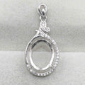 Sterling Silver 10*13mm Semi Mount Pendant Empty Frame Blank Support Setting S925 Base Holder Without Center Stone for DIY Inlay
