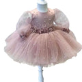 2024 Bow Flower Girl Dress Party Birthday Wedding Princess Hand Beaded Dream Dress Mesh Chiffon Pleated Princess Dress
