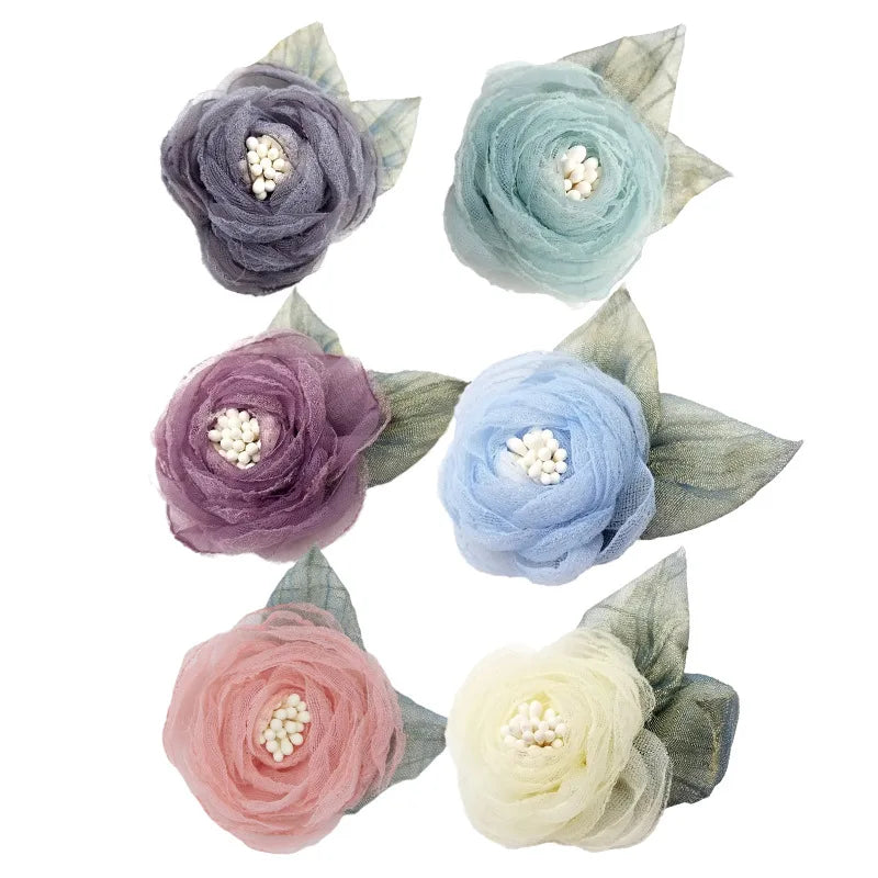 New Design Baby Hair Clip Chiffon Flowers/ Multilayer Flower/ Headband Accessories Handmade DIY Fabric Flower Heads