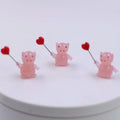 Miniature Small Murano Glass Animal Little Pig With Heart Figurine