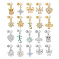 Fashion Simple Personality Titanium Pendant Earrings Studs 3A Zircon Small Animal Ear Bone Nail Piercing Jewelry