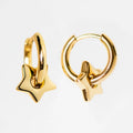 LOZRUNVE Fashion Jewelry 18k Gold Vermeil Star Pendant Huggie Hoop Earring