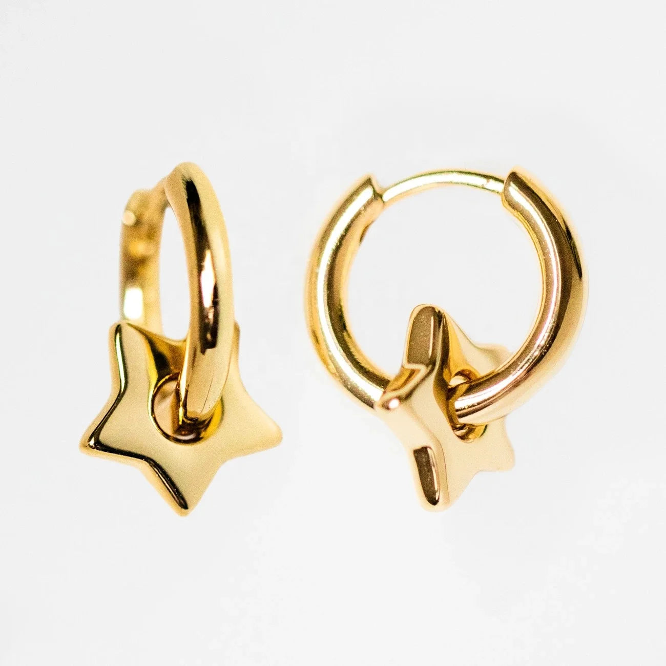 LOZRUNVE Fashion Jewelry 18k Gold Vermeil Star Pendant Huggie Hoop Earring