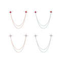 Rhinestone Lapel Pins Star-shape Brooches Women Men Chain Tassels Pin Buckle Custom Gold Collar Brooch Pin for Suit Accessories