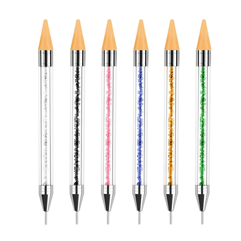 Nail Salon Tool Double Ended Nail Dotting Pen Diamond Rhinestones Pick up Nail Wax Pen