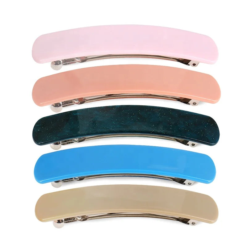 Pure Color Hair Barrette Clip Big Size Rectangle Barrette Clip Acetate Hair Accessories