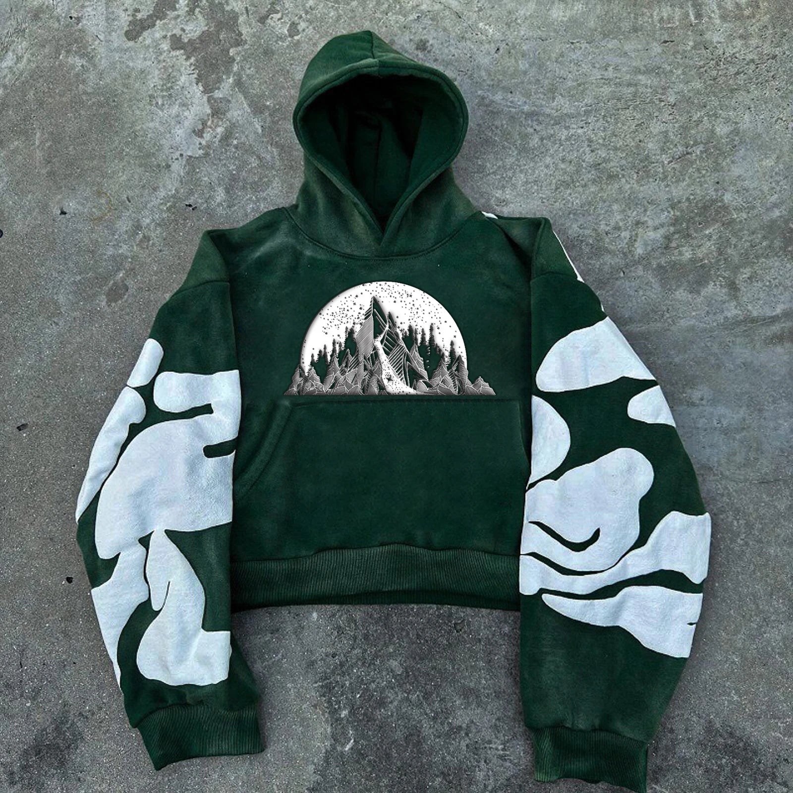 Custom Streetwear Acid Wash Hoodie Heavyweight Cotton Pullover Oversized Puff Print Custom Hoodie Men