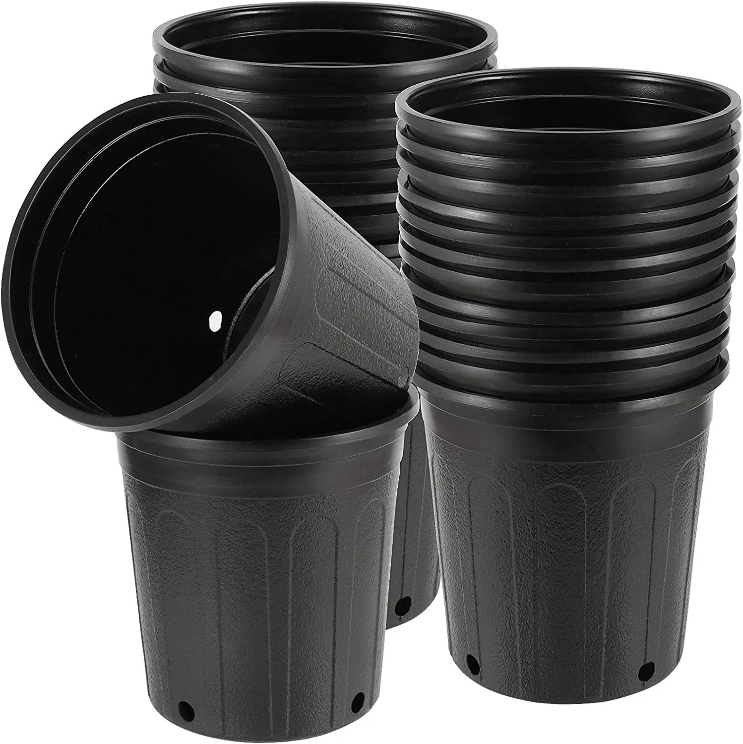 Wholesale Supplier Black Recycled PP Flower Tree Planter 1 3 5 6 7 10 15 Gallon Inch Plant Plastic Pot for Nursery