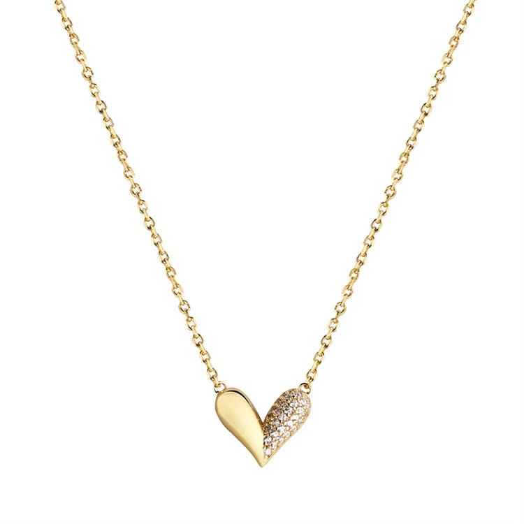 2026 Newest Design Girls Trendy S925 Small Zircon Heart Necklace