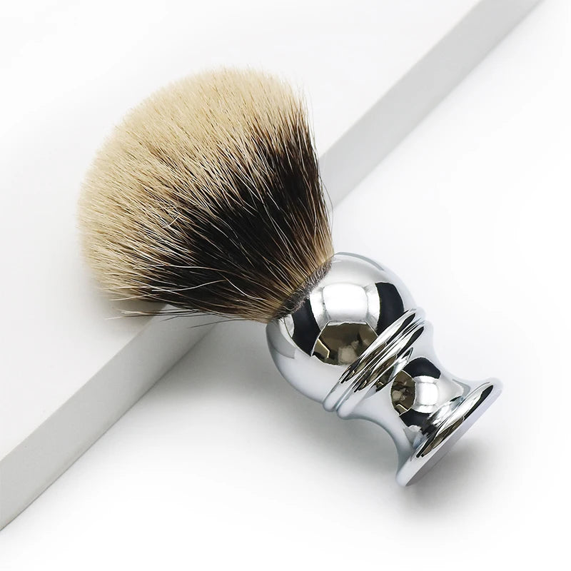 Mens Shaving Products Classic Shave Chrome Metal Handle Silver Tip Badger Hair Shaving Brush
