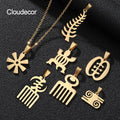 Trendy Titanium Steel Adinkra Gye Nyame Pendant Necklace Fashionable Gold Plated Jewelry Link Chain Stainless Steel for Africans
