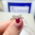 925 Sterling Silver Women's Luxury Natural Ruby Finger Rings New Design Unique Stone Classic Style Oval Cut for Wedding