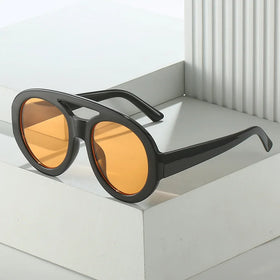 New Big Frame Sunglasses Retro Oval Double Beam Glasses UV400