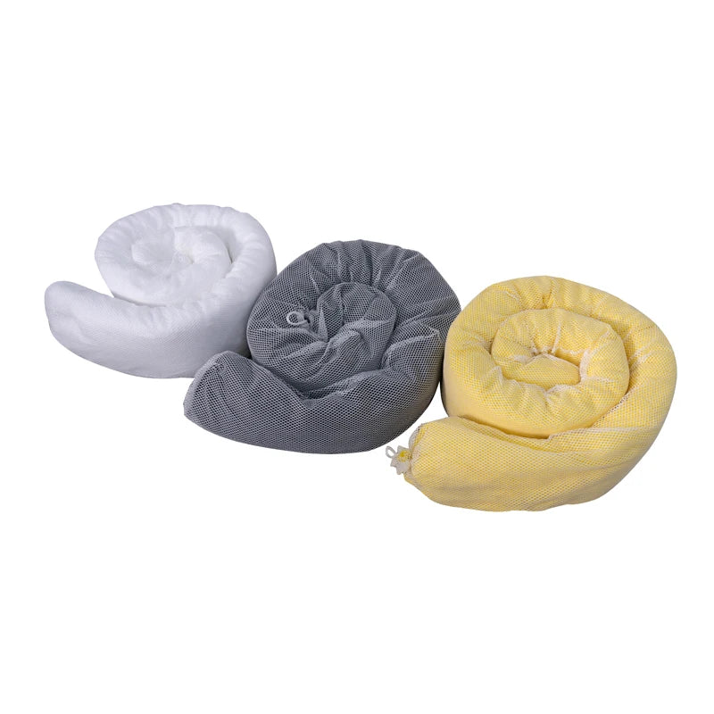 Health Run Yellow Absorb Sock 100pp Net Hazardous Chemical Absorbent Boom CHA-B10030 for Workplace Spill Leakage
