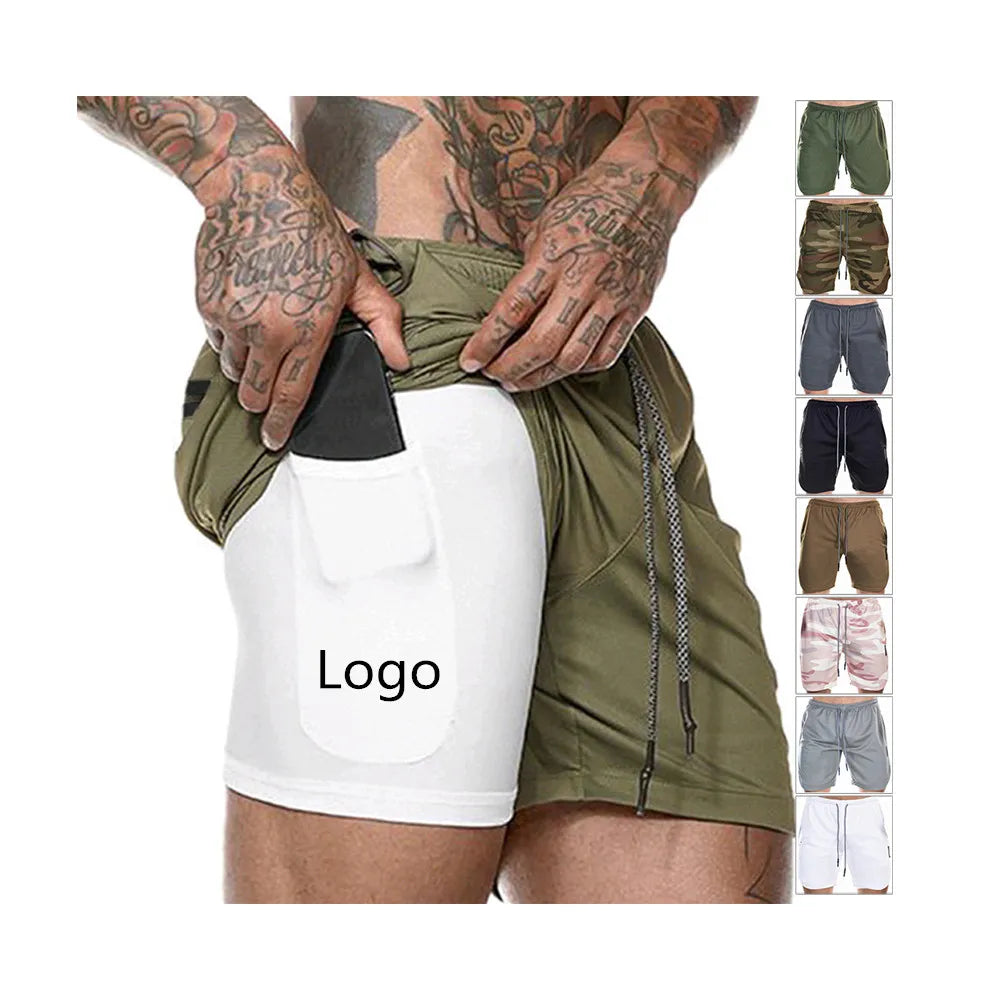 Custom Logo M-5XL Men Elastic Waist Fitness Exercise Bike Running Yoga Gym Sport Shorts With Multifunction Pockets