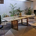 OEM ODM Modern Marble Dining Table Rectangular Shape Stainless Steel Legs Italian Luxury Sintered Stone Dining Room Hotel