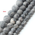 Natural Dull Polish Matte Map Stone Beads 4/6/8/10MM Round Frosted Jaspers Beads for Jewelry Making Diy MegaBDM