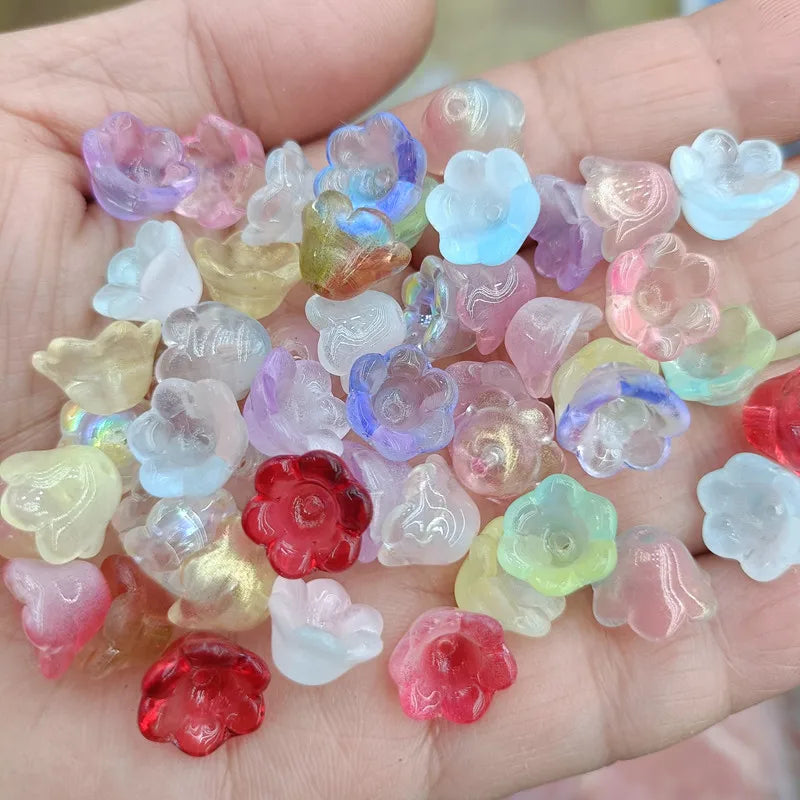 7 * 12mm Bell Flower Trumpet Flower Bead Glass Lily of the Valley Beads for Diy Bracelet Earring Necklace Jewelry Accessories