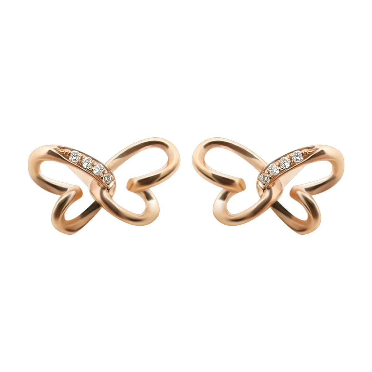 Women's Quality 18k Solid Gold Butterfly Diamond Earrings Fine Jewelry