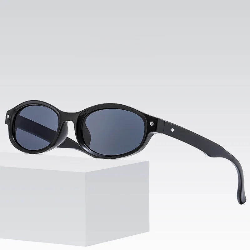 DL Glasses Small Oval PC Sunglasses Custom Logo Fashion Sun Shades White/Black UV400 Vintage Eyewear