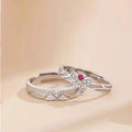 Wholesale Romantic Silver Plated Butterfly Crystal Diamond Zircon Adjustable Couple Rings for Women Men Wedding Engagement Ring