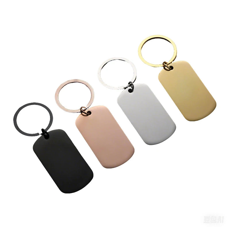 Customized Stainless Steel Keychain Not Fade Engraving Logo Fashionable Military ID Blank Text Tags Metal Key Ring for