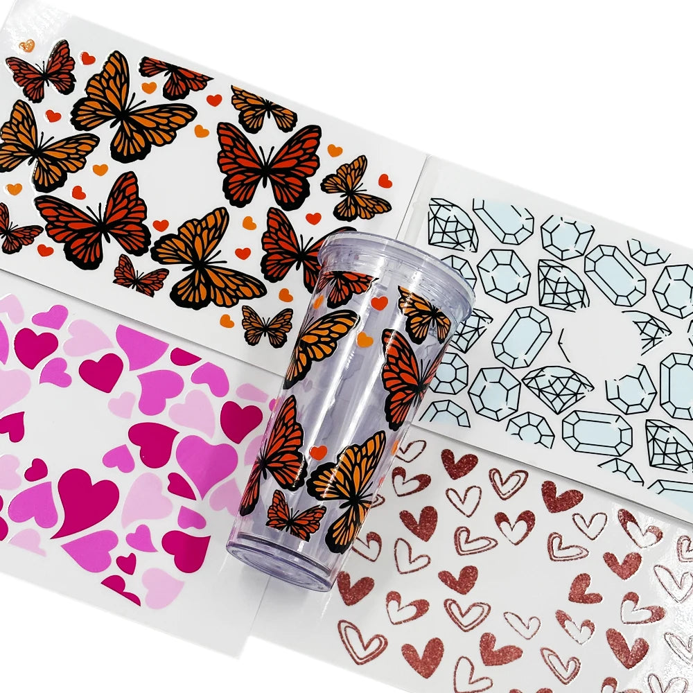Hot Sale 24 OZ UV  Glass Cup Wrap Transfers Wholesale Factory Supply Transfer Sticker Label Printing Packaging 24 OZ