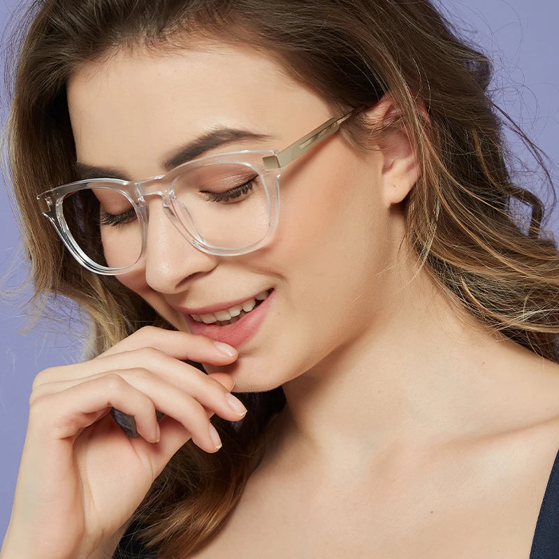 High End Fashion Transparent Eyeglasses Frames clear square Acetate and Metal Optical Frames Unisex Rectangle Eyewear