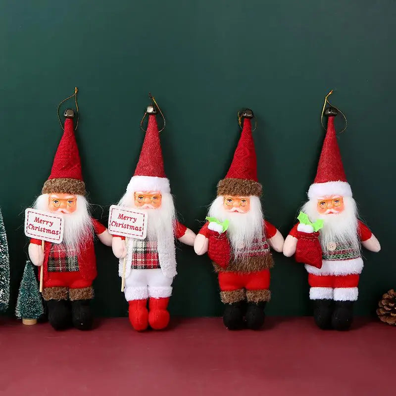 Ychon Multicolour Fabric Santa Pendant Christmas Ornament 37x14cm Customizable Doll Hanging Home Decoration