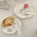 Korean Ins Blue Ink Splash Letters Irregular Ceramic Dessert Plate Egg Yolk Spatula