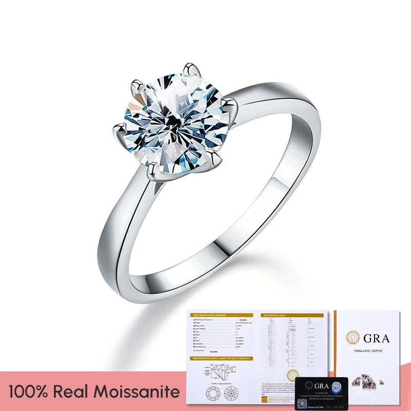 Custom Gra Certified 925 Sterling Silver 18k Gold Ring Moissanite Diamond 1 2 3 Ct Carat  Iced Cut Wedding Jewelry for Women