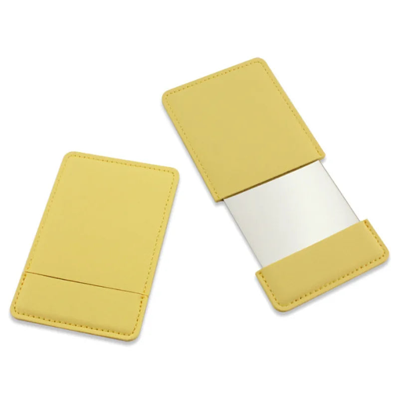 YUE Hot Sale Slim Leather Acrylic Makeup Mirror Ladies Carry Mini Pocket Mirror Leather Small Mirror With Leather Case