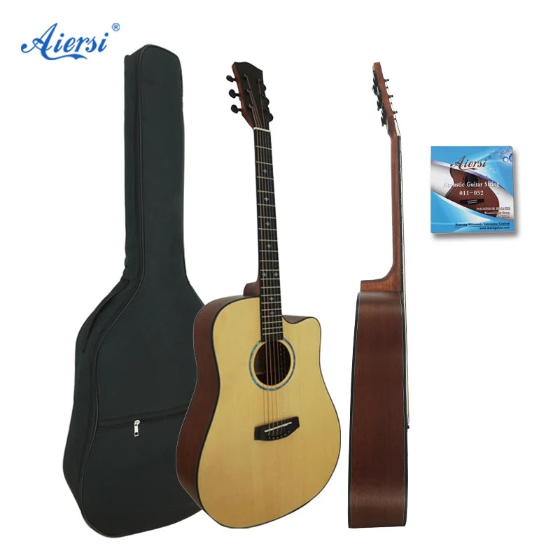 Aiersi Brand 41 Inch Handmade Solid Top Six Steel String Acoustic Guitar for Sale