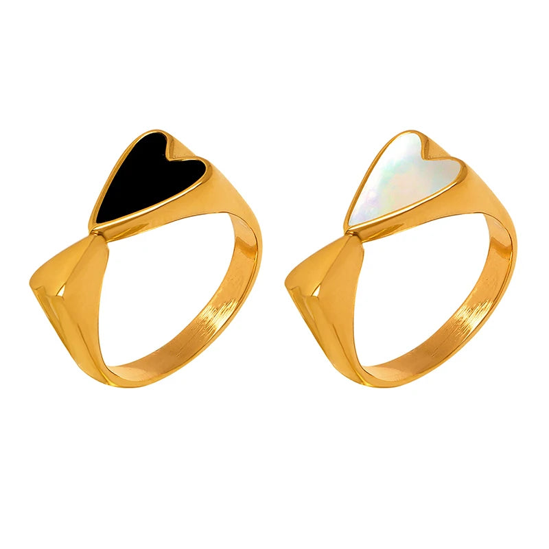 Wholesale Price 18K Gold Women's Rings Love Personality White Shell Acrylic Stainless Steel for Engagement Party Anniversary