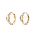 14K Gold Plated Stainless Steel Small Hoop Earring Solitaire CZ Oval Zircon CZ Huggie Earrings Woman