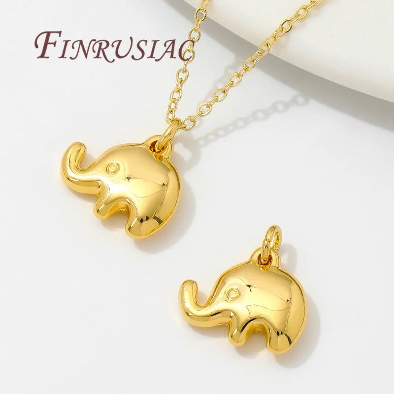 18K Gold Plated Brass Elephant Shape Charms for DIY Necklace & Earrings Making Trendy Jewelry Findings & Components