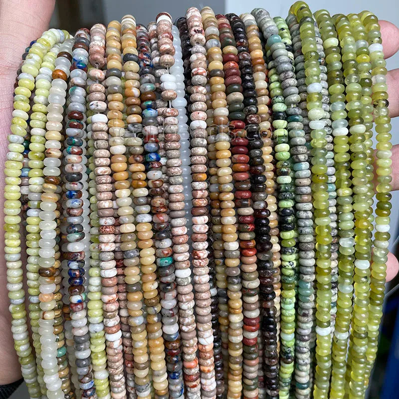 Natural Rondelle Shape Gemstone Loose Beads Heishi Genuine Stone Rondel Bead for Jewelry Making 2x4mm