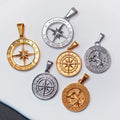Vintage Greek Spartan Warrior Zeus Necklace Waterproof Jewelry Stainless Steel PVD Gold Compass Roman Centurion Pendant for Men