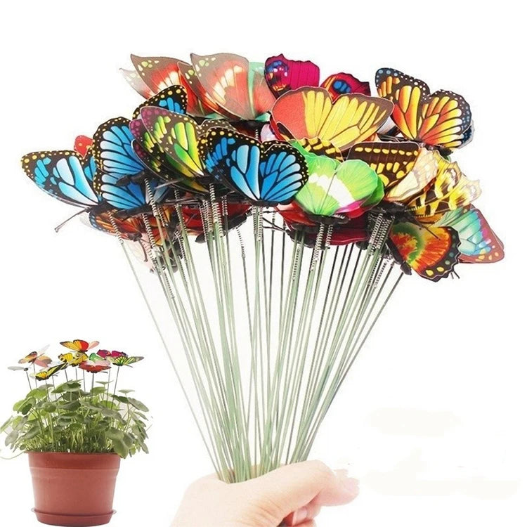 Colorful Plastic Butterfly Stakes for Garden Yard Decor Durable Outdoor Flower Pots Decoration Whimsical Whimsical Planter