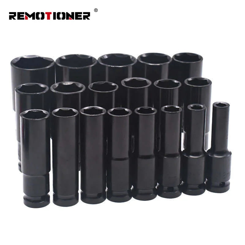 8-34mm 1/2 Inch Drive Impact Socket Set Screw Nut Extended Hexagonal Impact Socket for Removing Tire Screws