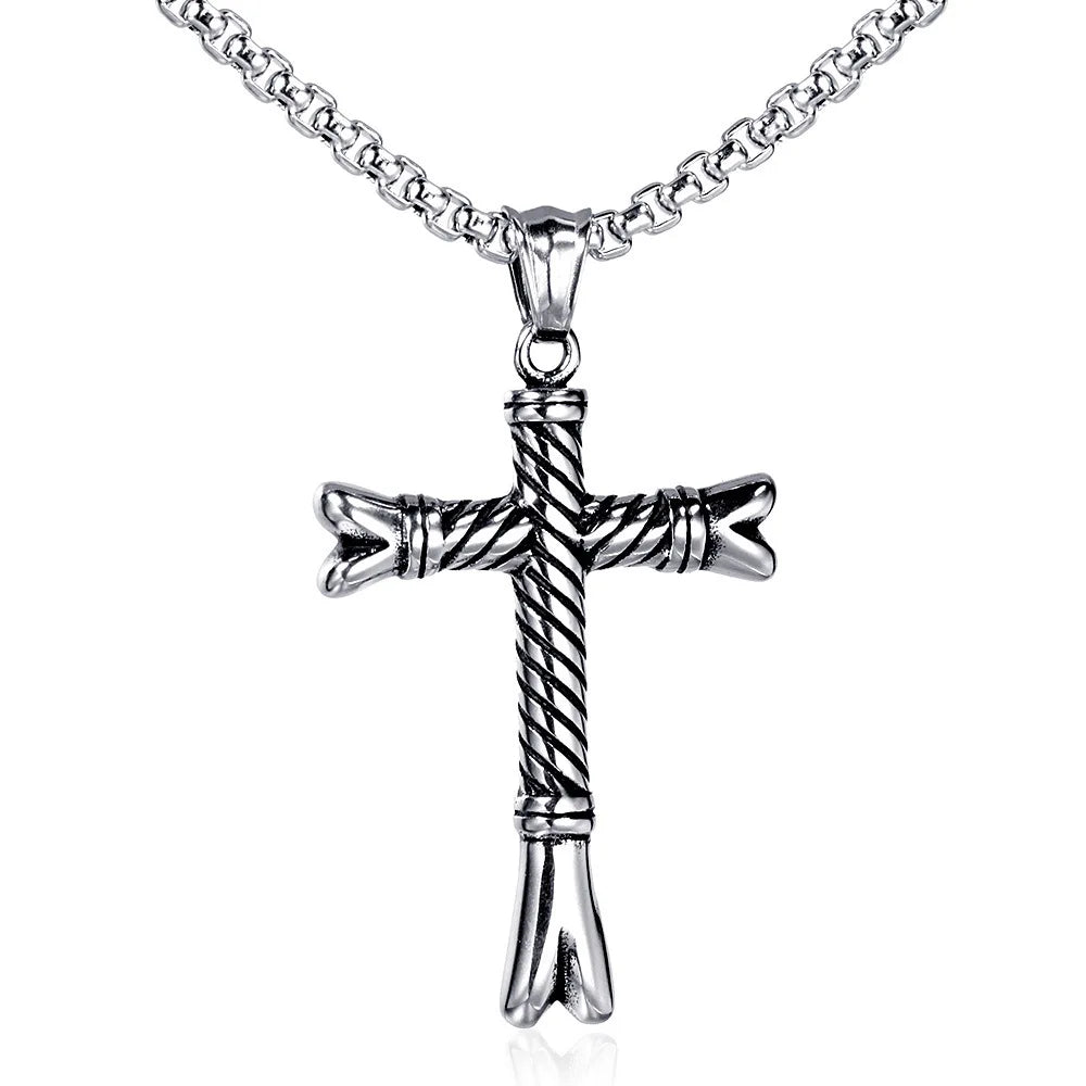 Stainless Steel Catholic Cross Necklace Religious Fine Pendant & Charm Jewelry Supplies