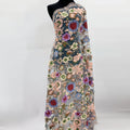 Colorful 3D Flowers Floral Embroidery Tulle Evening Dresses Lace Fabric