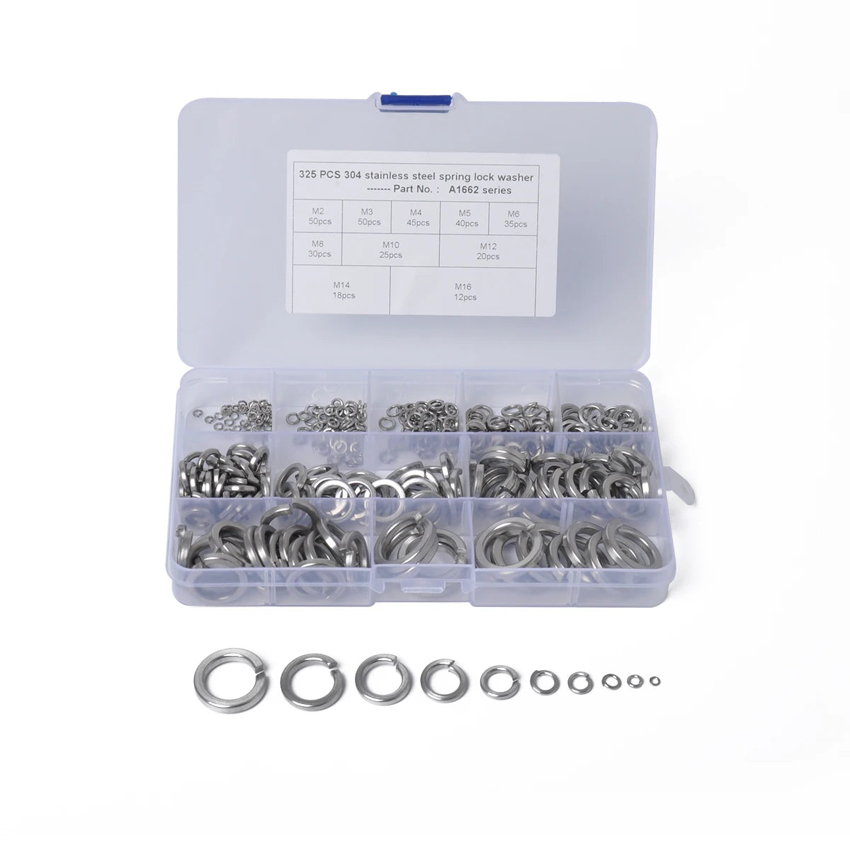 325PCS M2-M16 Spring Washers Split Lock Washer Kits with Storage Box-Wholesale Price at BAJUTU-EbayWish Hot Seller