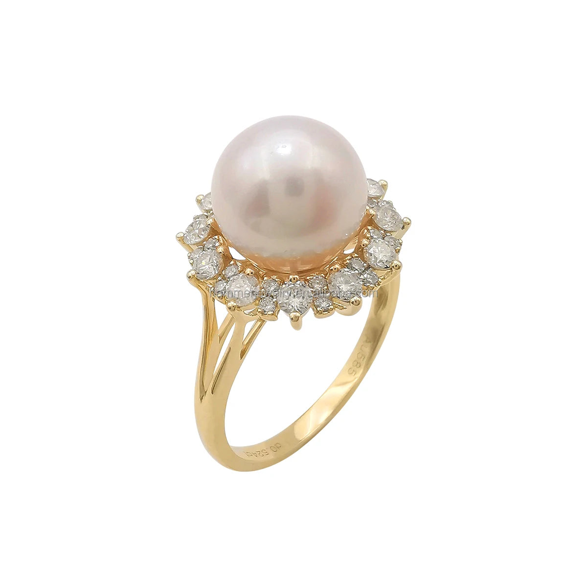 New Trendy 14k Soild Gold Ring Freshwater Pearl AU585 Gold Moissanite  Ring Fine Jewelry Sets